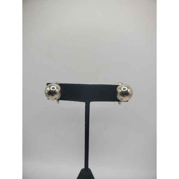 Vintage Earrings Clip On Gold Tone Ball Round Stud Jewelry Costume - Picture 5 of 14